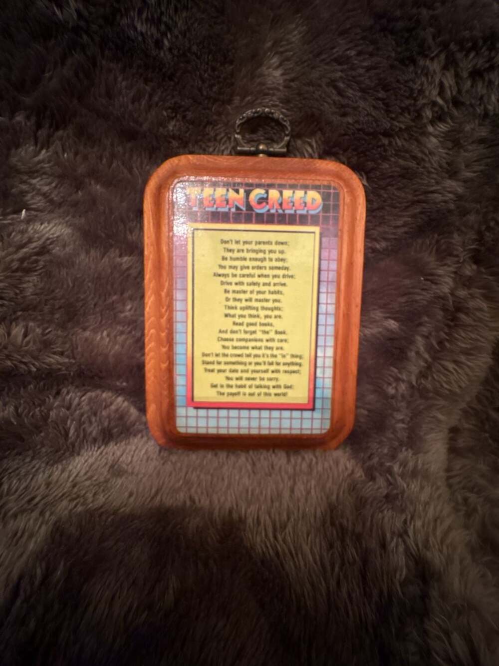 Vintage Teen Creed Wooden Wall Plaque Poem
